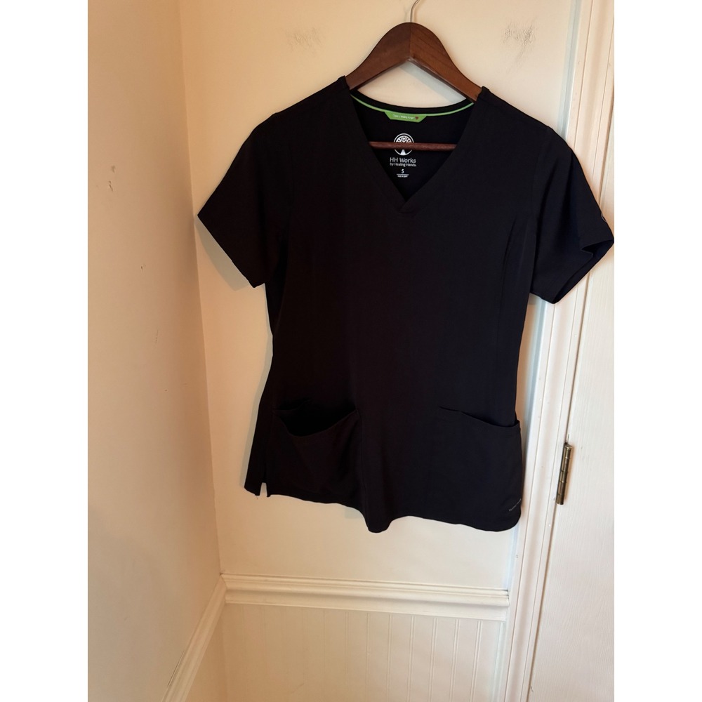 HH Works by Healing Hands Black Rebecca V-Neck Scrub Top Style 2500 Small